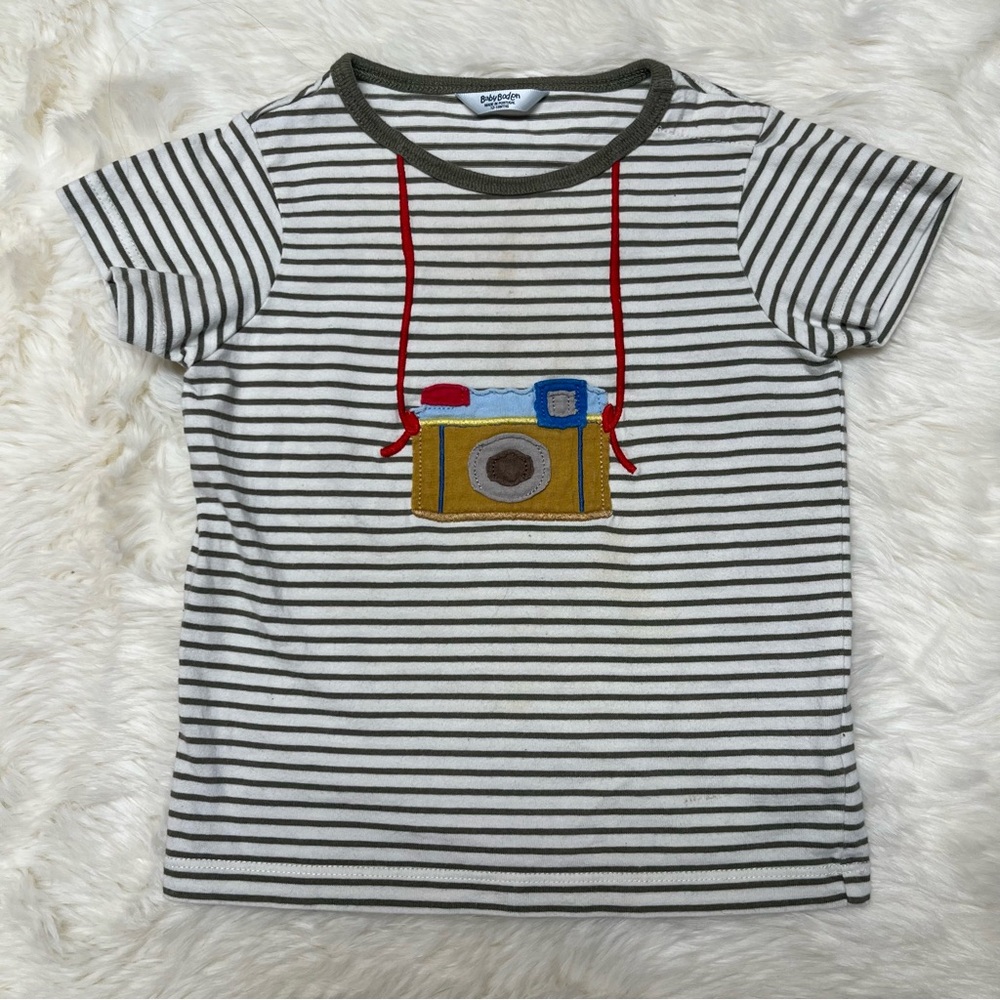 Baby Boden Striped Kids Shirt with Camera Design 12-18
